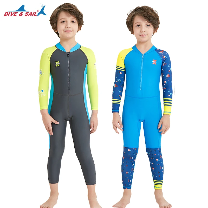 HUAANIUE Baby Boys Long Sleeve Swimsuit 6M-4Y 2 Piece Swimwear set Blue Swimming SunSuit UPF 50 Swimwear Surfing Beachside Costume 