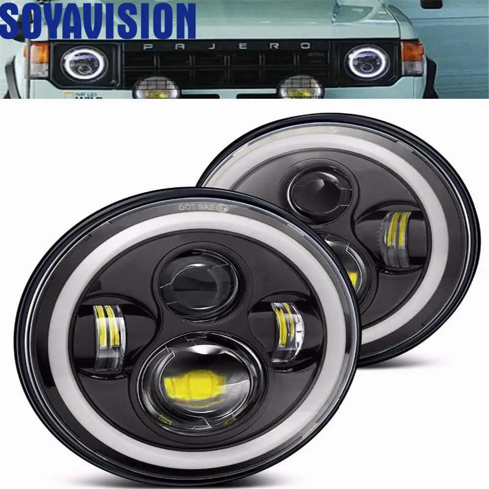 7 Inch Round Daymaker Projector H4 LED Headlight For Jeep Wrangler JK TJ LJ.For Lada 4x4 urban Niva 7 inch headlight.1.7jpg_副本