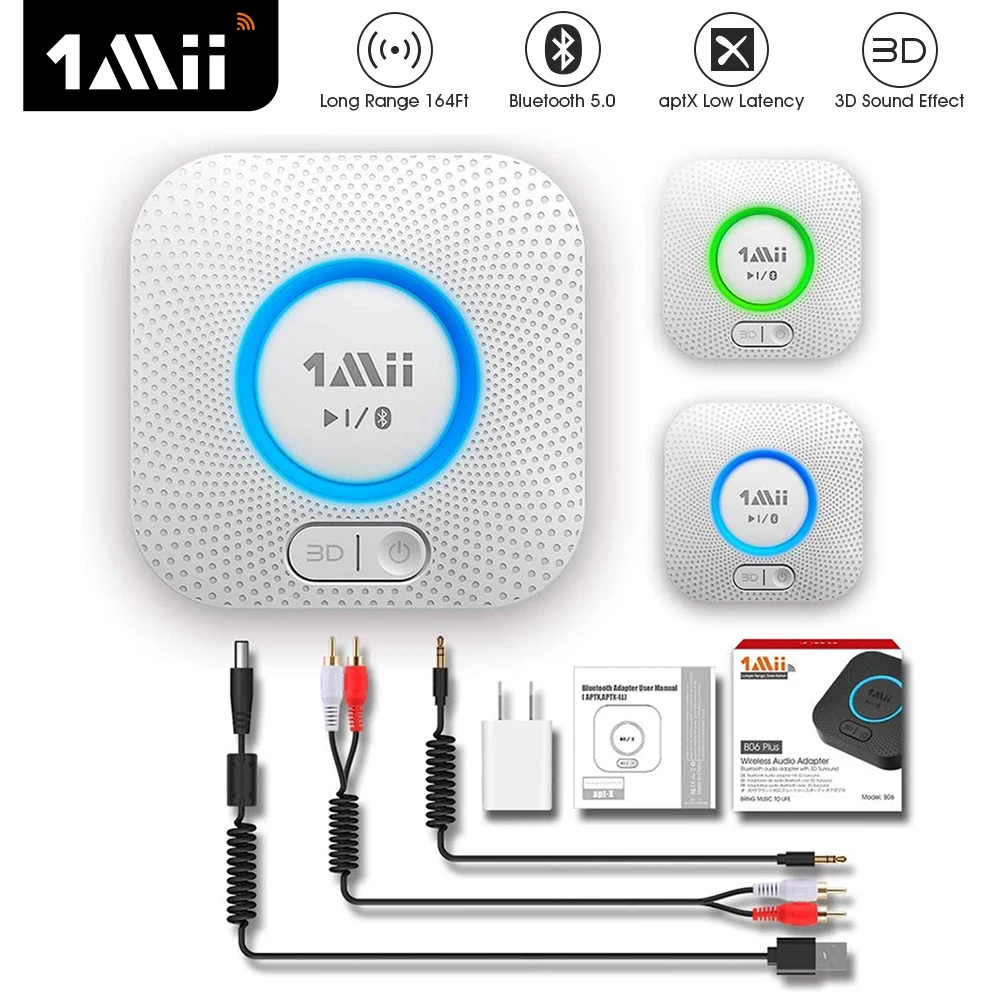 

1Mii Bluetooth Audio Receiver aptX LL 2RCA 3.5mm AUX Jack 3D Music 30M Long Range wireless Bluetooth audio 5.0 Adapter B06 Plus