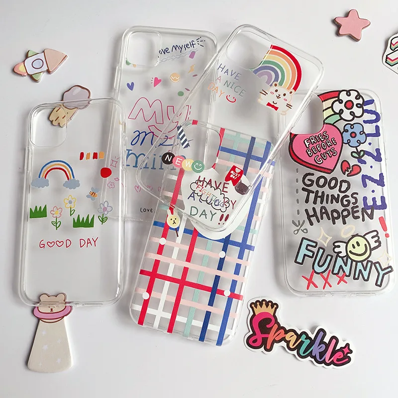 

Korean fashion Retro rainbow cat Flowers Art Abstract Phone Case For iPhone 11 Pro Max Xr Xs Max X 7 8 Plus case silicone cover