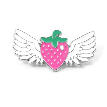 

10pcs/lot Strawberry angel cartoon clothing Pins kids men women funny backpack clothes diy decoration Enamel Brooches badge gift