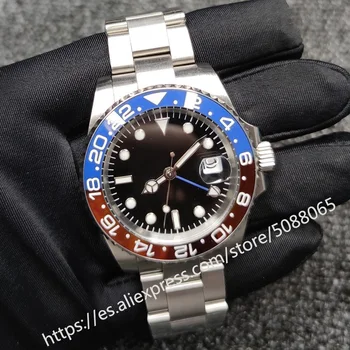 

40mm Men's Watch Mechanical Automatic Aseptic Dial Stainless Steel Sapphire Glass GMT 2813 Movement Ceramic Bezel 04