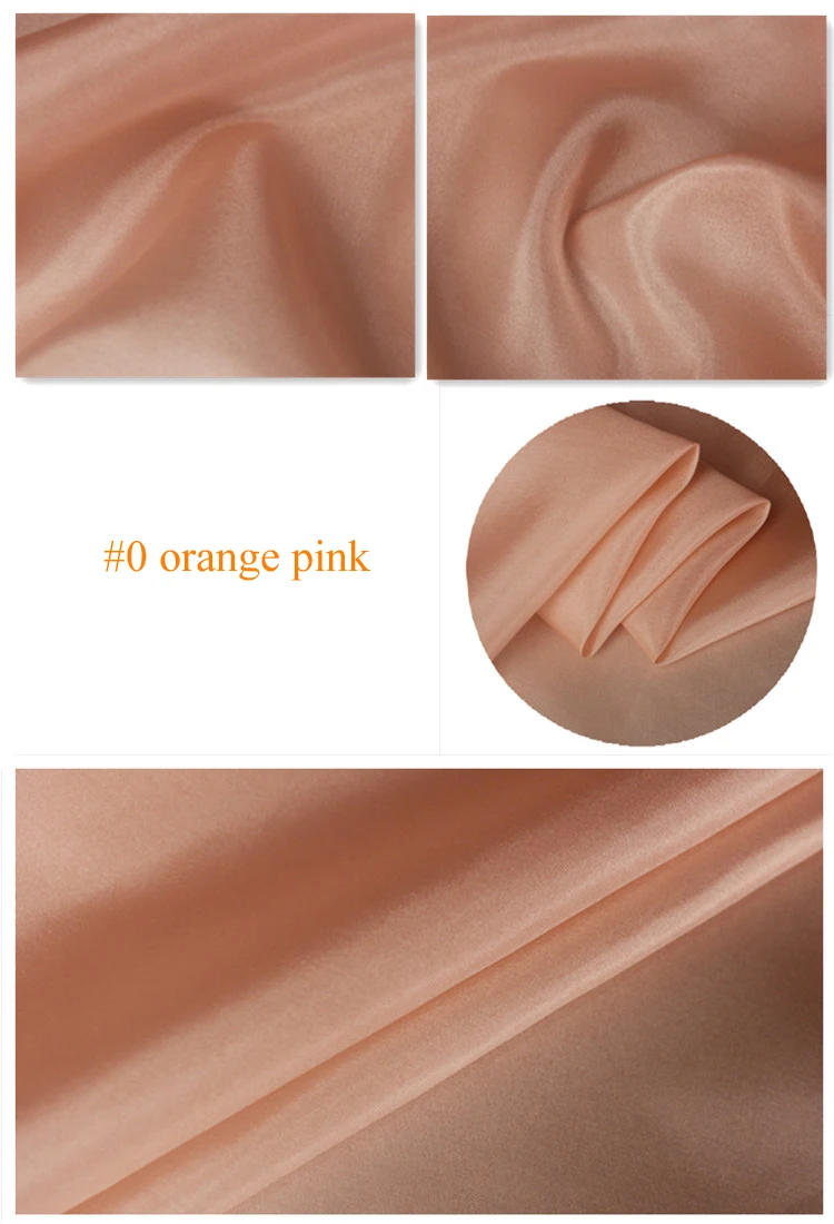 Чистый шелк тутового шелкопряда подкладка ткань habutai Tissu - Цвет: 0 orange pink