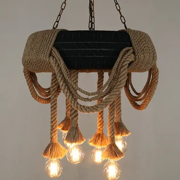 

New American Loft Retro Industrial Creative Tire Lamp Restaurant Coffee Bar lLiving Room Tooling Hemp Rope Pendant Lights