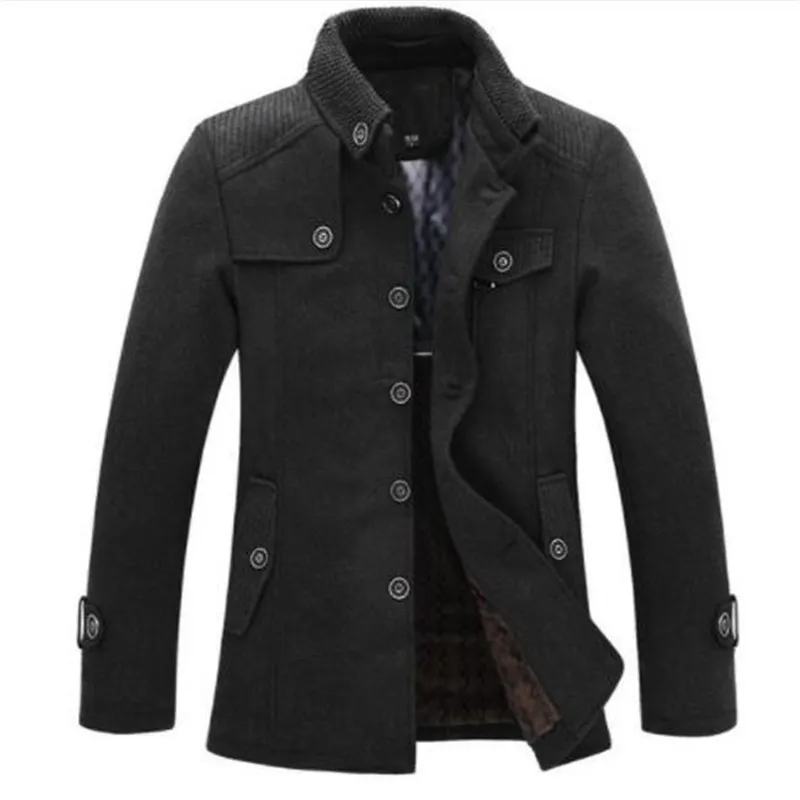 dropshipping New Brand Winter Men's Wool Jacket Casual Coat Mens Thicken Jackets Men Overcoat Black/Gray Plus Size M-XXXL dropshipping New Brand Winter Men's Wool Jacket Casual Coat Mens Thicken Jackets Men Overcoat Black/Gray Plus Size M-XXXL