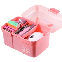 Handheld Portable Nail Art Manicure Tools Case Large Capacity Nail Tool Storage Box Makeup Organizer Nail Polish Container
