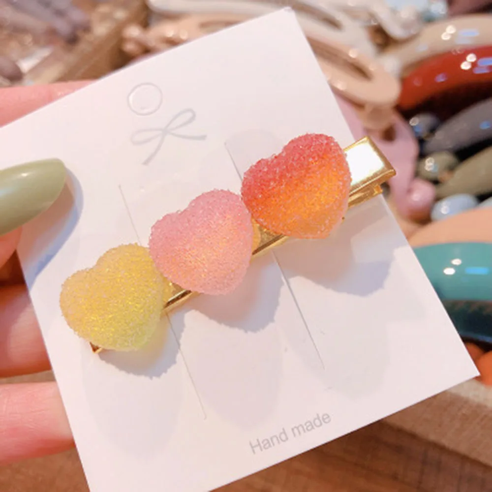 Korea Sweet Heart Candy Color Minimalist Hair Clip Hair Grip Lovely Barrettes Hairpin Accessories For Women hair clips hair accessories