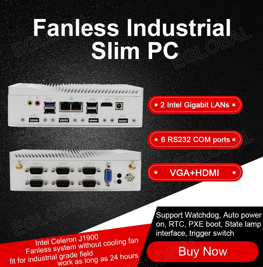 Дешевый промышленный мини-ПК Intel Celeron J1900 Pfsense поставляется с 2 гигабитными RJ45 LAN * COM