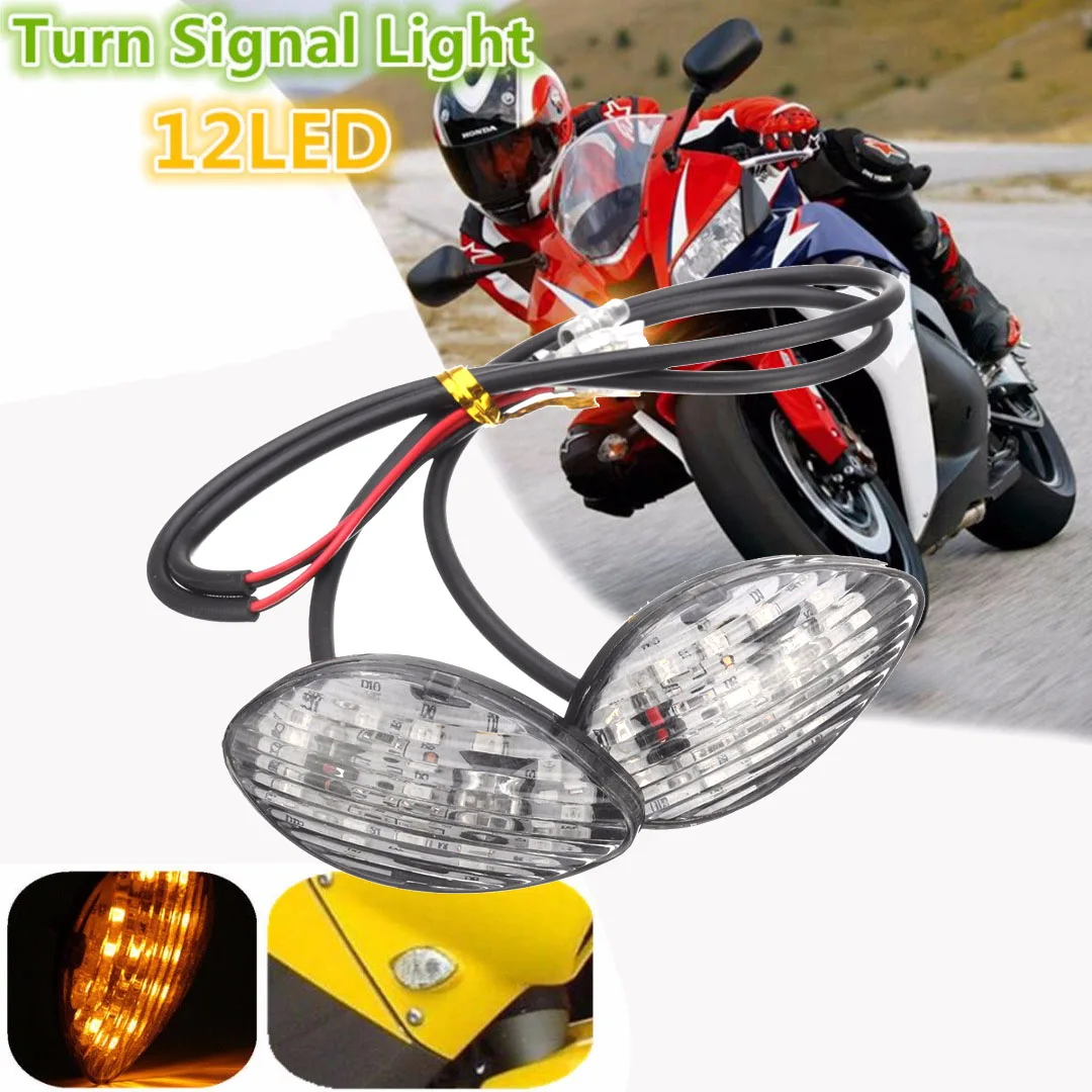 2PCS 12V Moto Front Turn Signal Indicator Light Blinker Amber 12LED 2 wires For Honda CBR 600RR 03-11 CBR 600F4I