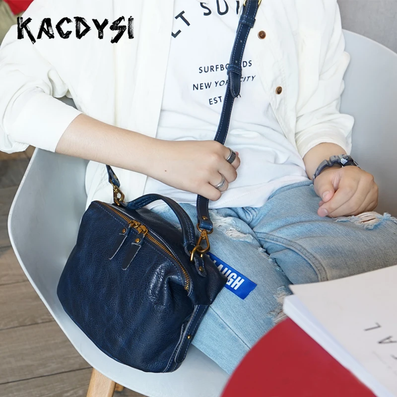 

Genuine Leather Famous Brand Small Women's Tote Messenger Satchel Purse Quality Vintage Ladies Handbag Simple Cross Shoulder Bag