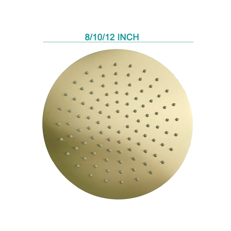 Gold Plated Overhead Shower Head Shower Arm Big and Small Square Round SUS304 Stainless Steel Brushed Oval Modern Indoor Outdoor
