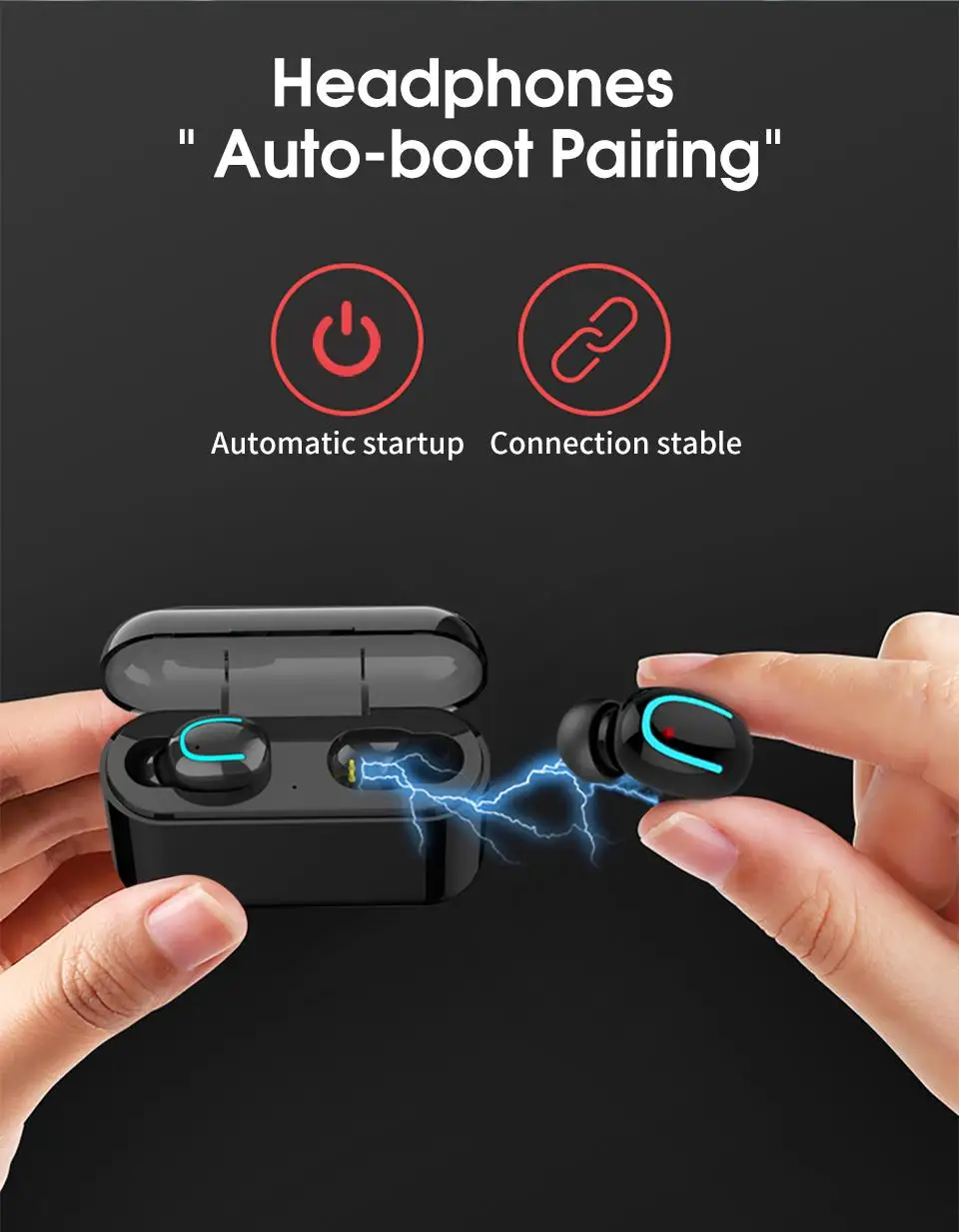 Q32 Bluetooth Earphones TWS Mini Wireless Headset Cell Phone Earbud With Power Bank Stereo Sports Gaming Mic