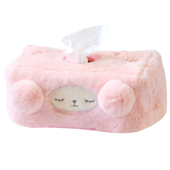Plush Cartoon Sheep Tissue Box Cover Car Livingroom Bedroom Stuffed Tissue Box Holder MYDING