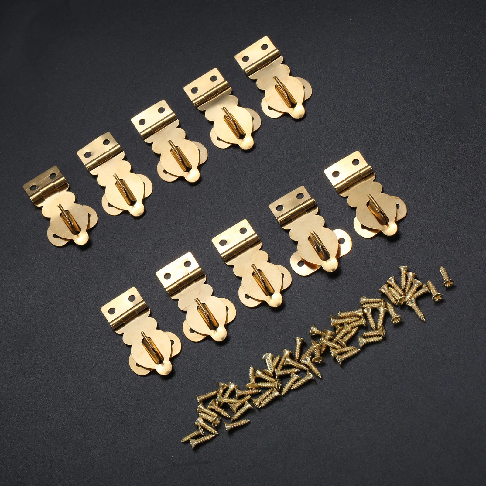 Brass Solid Padlock Hasp Mini Buckles 10Pcs screws Wood Jewelry Box Wine Gift Case Handbag 27*19mm Decor Golden Locks