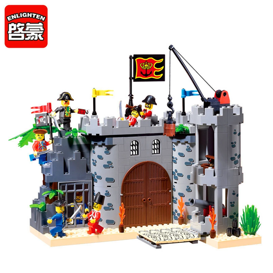 

ENLIGHTEN 310 Castle Pirates Robbery Barracks Ship Building Blocks Brick Compatible Technic Playmobil Toys For Children