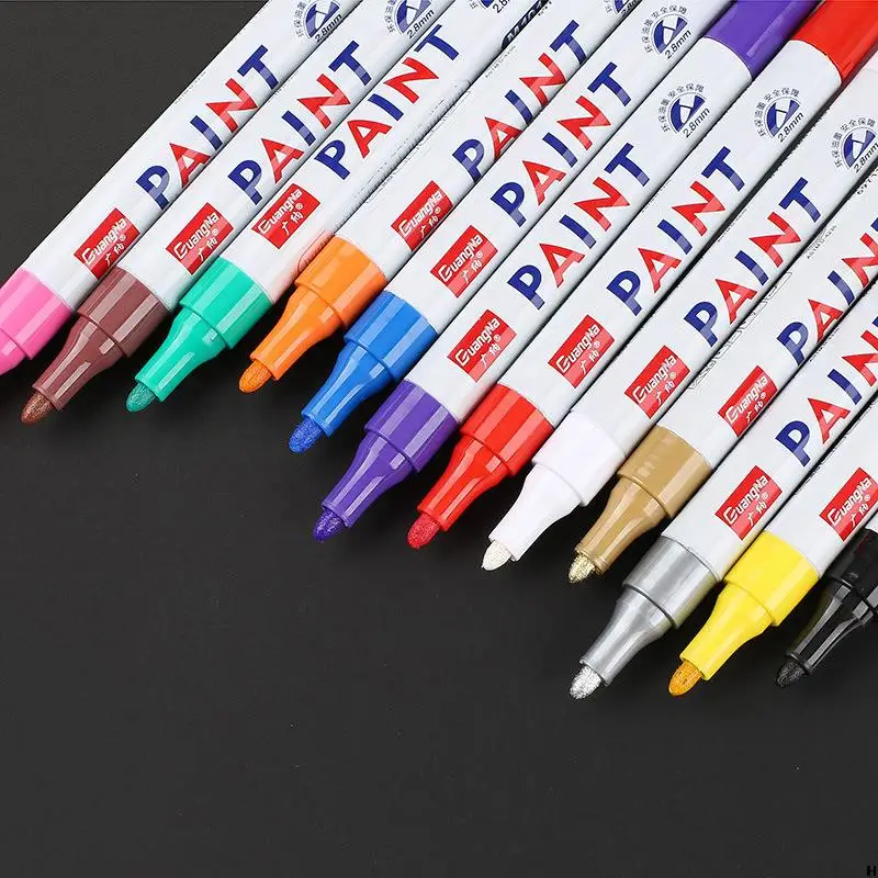 Heißer Verkauf 1pc Auto Wasserdichte Permanent Farbe Marker Stift Dauerhaft Fix Stift Reifen Lauffläche Gummi Metall Access Malerei Stifte 12 farben – Detail 2