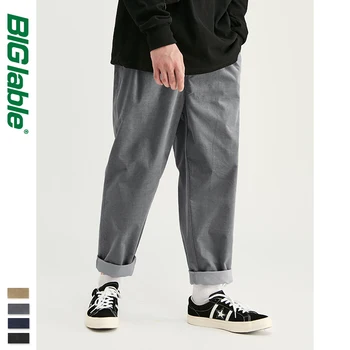 

BIG LABLE 2019 Collection Wide Wale Men Corduroy Slacks Loose Fit Overalls Solid Color Men Corduroy Casual Street Pants 93326W