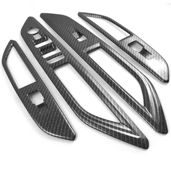 

for Peugeot 3008 GT 2017-2020 Carbon Fiber Window Lift Switch Button Cover Trims Door Armrest Panel Frame