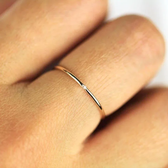 

Rings For Women Micro-inserts Cubic Zirconia Thin Finger Ring Fashion Jewelry Ring KCR101