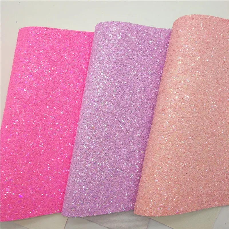 Pastel Colors Pink Chunky Glitter Leather Fabric Glitte Faux Leather Sheets  for Earrings Bows DIY 21x29CM Q281