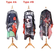 С рисунком черепа ткань для парикмахерской накидка из полиэстера для стрижки Волос Стайлинг дизайн парикмахерский фартук платье Парикмахерская поставки