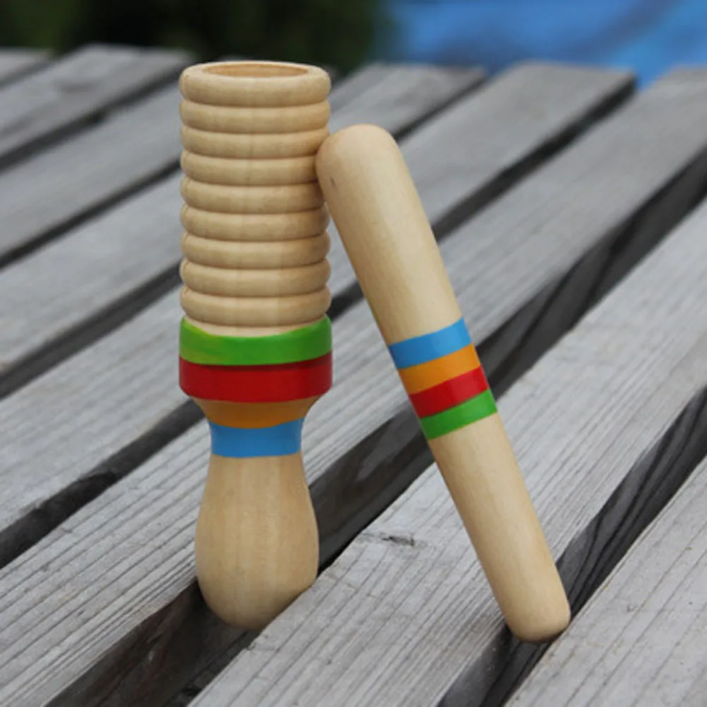 Легкая трубка для детей, подарок с одной резьбой, деревянные игрушки Guiro, звуковой ритм, детский музыкальный инструмент для вечеринки, ударный цилиндр