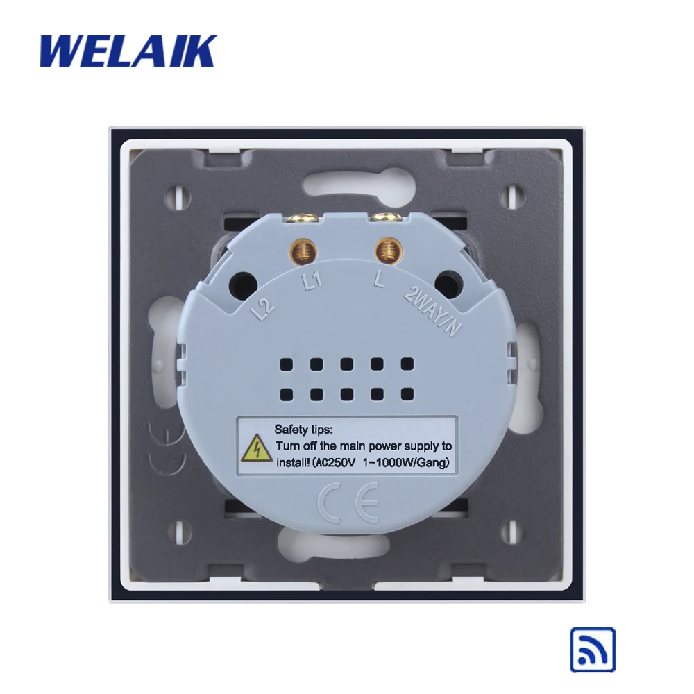 Welaik Стекло Панель переключатель Белый настенный выключатель ЕС пульт дистанционного управления сенсорный выключатель света 1Gang1Way AC110~ 250 В a1913cw/ BR01