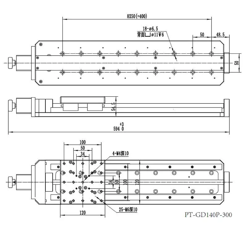 PT-GD140G-50 Высокоточный Электрический этап перевода, ось X этап смещения Максимальная скорость 20 мм/сек