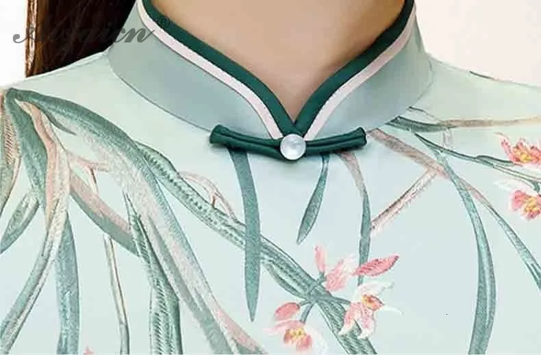 Модное Элегантное женское платье с принтом Cheongsam, современные тонкие платья, Похожие шелковые длинные китайские традиционные платья Qi Pao