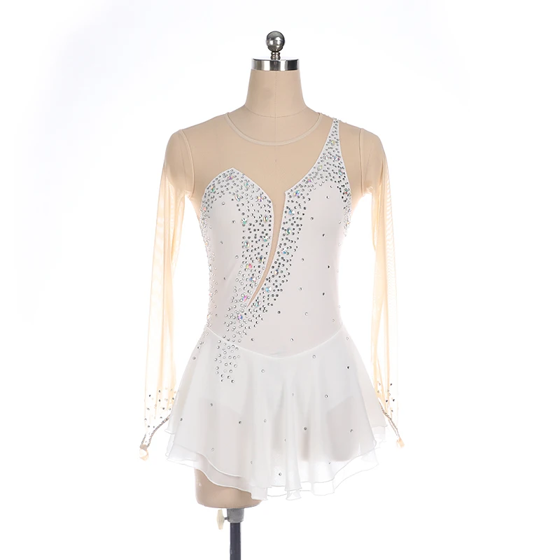 Figure Skating Dress Competition Ice Skating Skirt Girl Women Kids Gymnastics 16 colors Long Sleeve