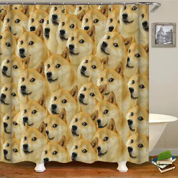 

Dog shower curtains bathroom shower curtain 3D fabric shower curtain funny waterproof shower curtain