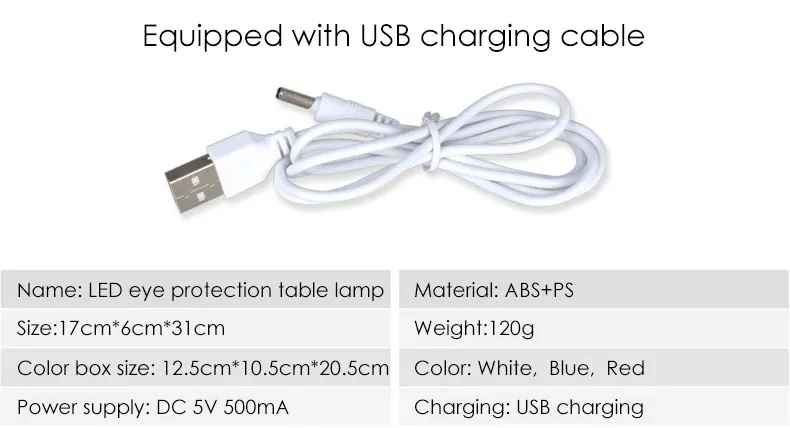 Светодиодный сенсорный переключатель, настольная лампа, Перезаряжаемый USB, 3 режима, прикроватная лампа с регулируемой яркостью, светильник для чтения книг с защитой глаз