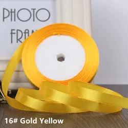 Elegant 25 - Yard Grosgrain Satin Ribbon for DIY Wedding & Christmas Decorations, Crafting, Gift Wrapping, and Bow Making - 6mm to 50mm Width (Gold Yellow ribbon)