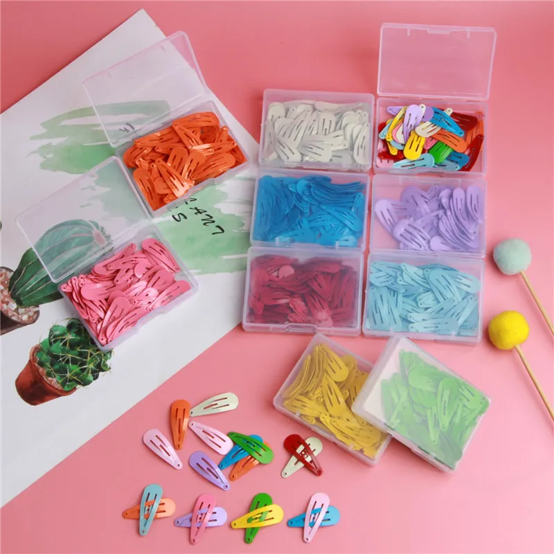50Pcs/Box Korean 3cm Hair Clips Children Cute Hair Accessories Styling Candy Color Dripping Hairgrips Solid Barrettes Headdress