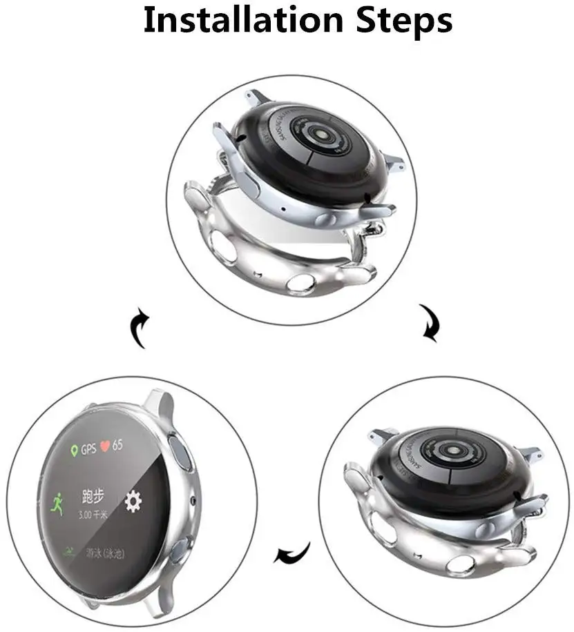 Чехол для samsung Galaxy watch active 2 40 мм/44 мм Защитная силиконовая Прозрачная ультратонкая защитная пленка