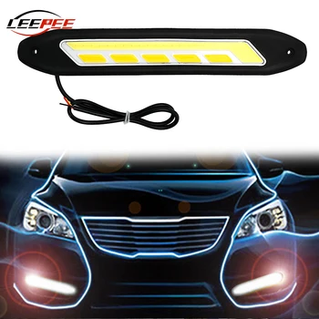 

LEEPEE Car LED Turn Signal Light Universal Auto Daytime Running Lights 2PCS DRL Indicator Fog Lights White and Yellow COB