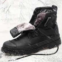 Мужские ботинки из натуральной кожи высококачественные теплые мужские зимние ботинки ручной работы зимняя обувь для мужчин, большие размеры 38-45, черного цвета