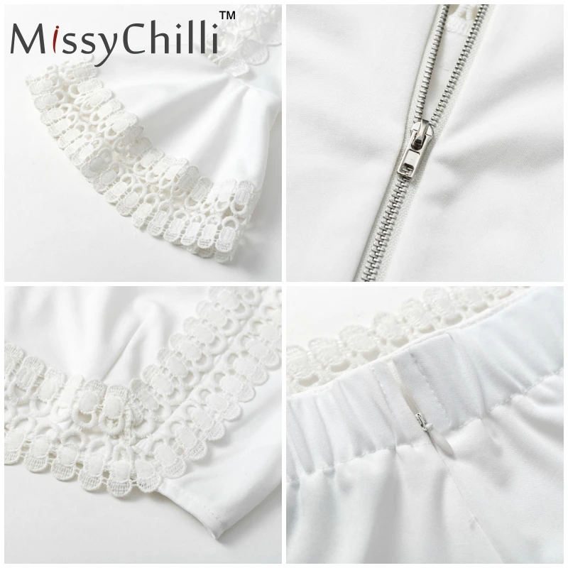 Женское кружевное мини платье MissyChilli Белое Облегающее Платье с расклешенными