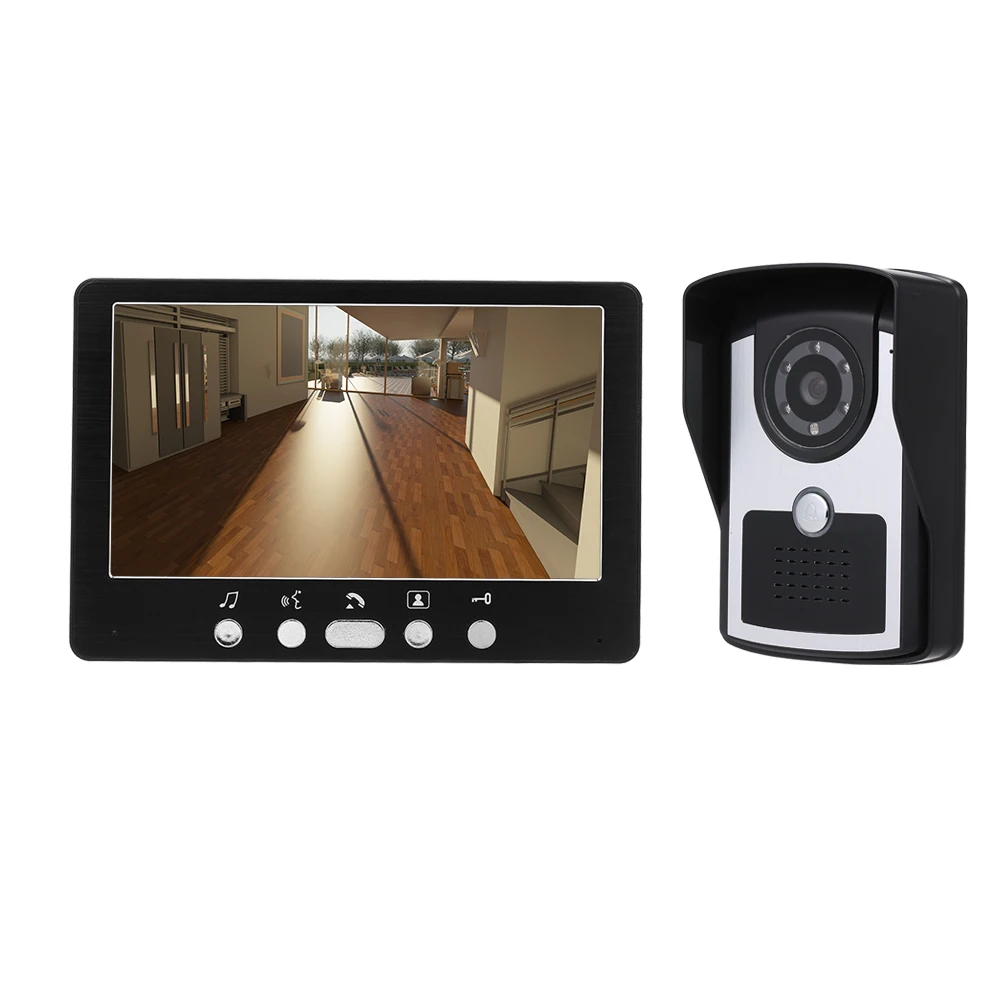 7 дюймовый монитор HD Камера видео-телефон двери дверной звонок Домофон Системы ИК Ночное видение проводной дверной звонок с Камера дверной видео глазок