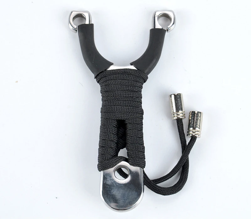 

New Stainless Steel Slingshot Traditional Titanium Steel Flat Leather Slingshot Outdoor