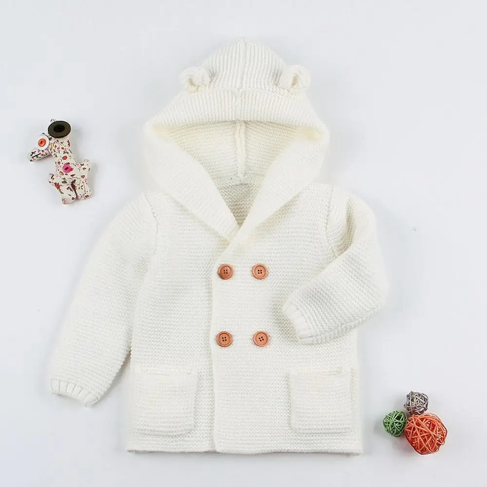 

Newborn Jacket Knitted Cute Baby Boy Clothes Winter Hooded Outerwear Boy Girl Coat Warm Sweaters Long Sleeve Clothing