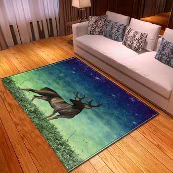 

Cartoon Style Deer Parlor Rug Anti-slip Balcony Bedroom Bedside Floor Mat Kids Play Rug Carpet Home Decor Living Room Area Rug