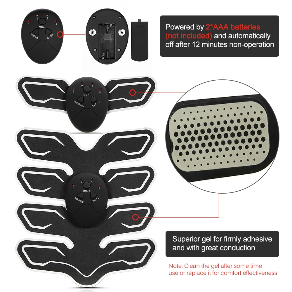 Abdominal Muscle Trainer Arm Pad Exercise EMS Stimulation Training Muscle Stimulator Gear Body Massager Fitness Gym Equipment