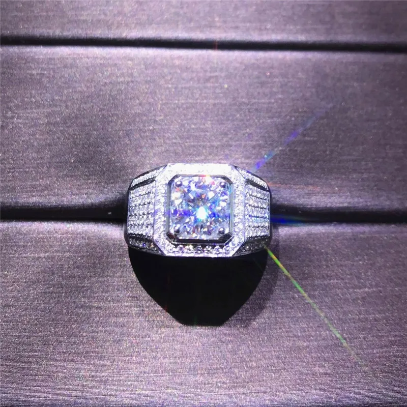 2020 Колечки мужские 4ct Lab Sona кольцо с бриллиантом 925 пробы серебряные ювелирные