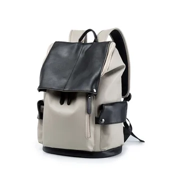 

2020 new backpack men bag backpack PU leather trend large capacity youth schoolbag computer bag leisure travel bag