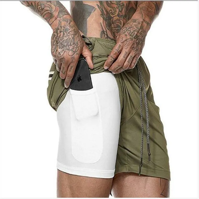 

2019 Mens Joggers Shorts Security phone Pockets Leisure Sports Running Shorts Built-in Pockets Hips Hiden Fitness Casual Trunks
