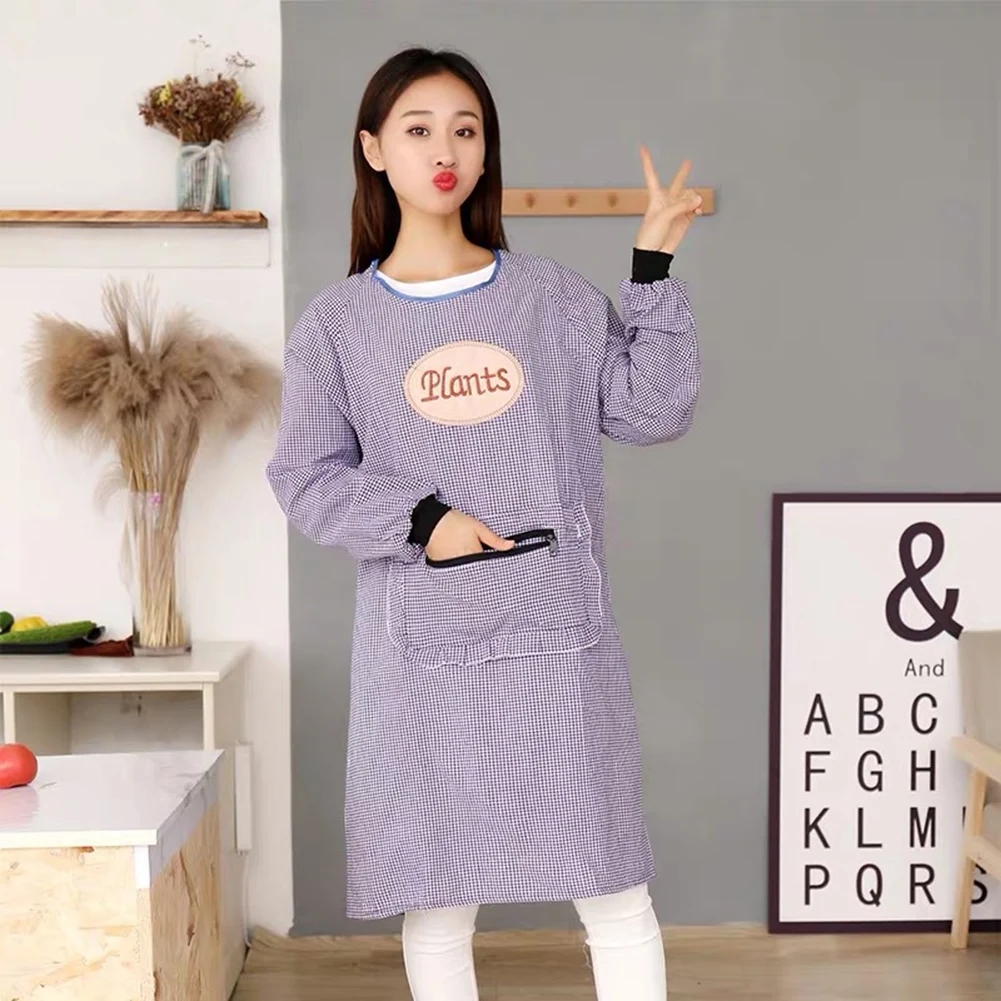Apron Sleeve Women Cooking Waterproof Oil-Thin Breathable Household Kitchen Cooking Long Sleeve aprons for woman