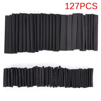 

127Pcs/set Car Cable Sleeving Wrap Wire Kit Useful Electric Tubings Multi Style Black 2:1 Assortment Heat Shrink Tubing Tube