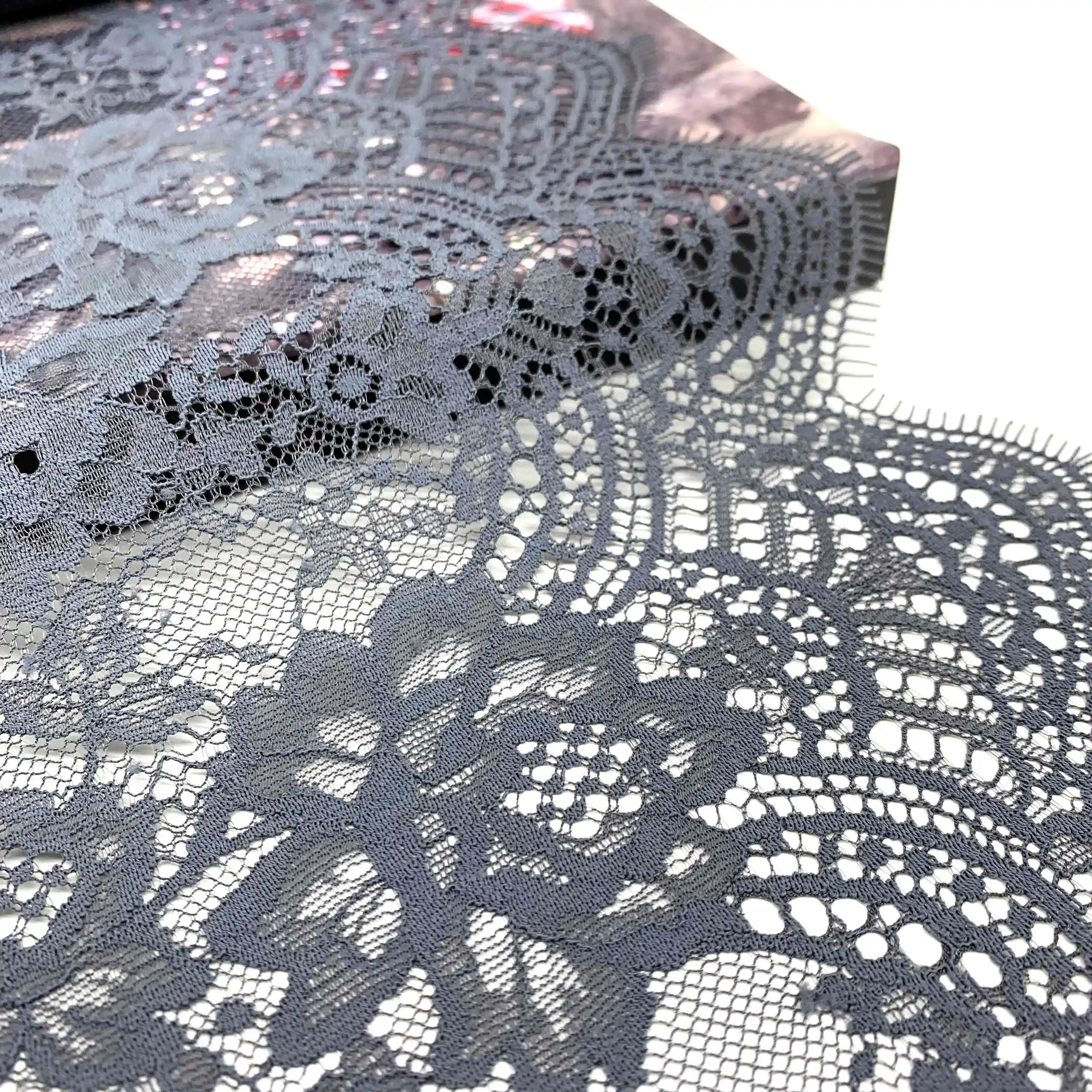 3y/lot Width 23cm Dark Grey Eyelash Lace Trim No-elastic For Clothing Accessory Dress Sewing Applique Costume Lace Fabric Skirt 2