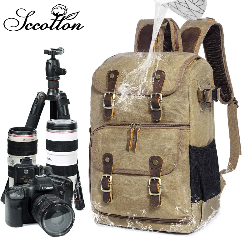 

New Style Photography Bag Camera Single-lens Reflex Camera Shoulder Camera Backpack Waterproof Large-Volume la ran Canvas Backpa